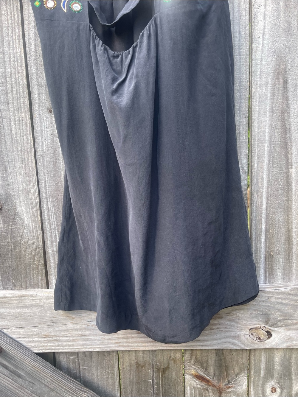 Tibi Black Silk Dress with Embroidered Multicolor Accents Sz 10 - Picture 11 of 16